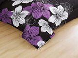 Black Purple Hibiscus Bloom Comforter Quilted Doona Set V745-AB010880AJ3
