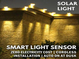 Solar Powered Smart Wall Light with Auto Dusk-to-Dawn Sensor, IP65 Waterproof Fence & Garden Accent V1341-ZY-6PK4YY23-4PCS-BLACKHOUSINGWARMWHITELIGHT