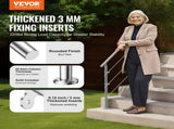 Handrails for Outdoor Steps, 59 in Length 3 Crossbars Stair Hand Rail Kit, Transitional Stainless V952-BXGSLZFS150CBU3NGV0