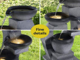 Gardeon Solar Fountain Water Feature Outdoor Fountain Indoor 4-Tier Bowl Cascading Grey FOUNT-MUSHROOM-4LVL-GR
