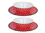4Pcs Salad Dish Set Red Dots Imitation Porcelain Plate Fruit Food Cake Dish Dinnerware for Kitchen V1294-YM0718-3118210002611