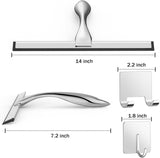 Multipurpose Stainless Steel Shower Scraper for Shower Door with 2 Adhesive Hooks, Bathroom Cleaning V1106-B0D2KYDVH1