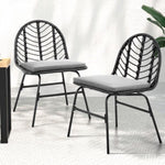 Gardeon 2x Outdoor Chairs Dining Chair Lounge Wicker Patio Furniture Black ODF-CHAIR-BST-BK-2X