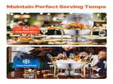 Chafing Dish Buffet Set, 5 Qt 4 Pack, Stainless Steel Chafer with 4 Full Size Pans, Round Catering V952-YXBXGSTGK4JT0HGMLV0