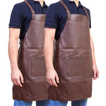 2x Pierre Cardin Professional Leather Apron Butcher Woodwork Barber Chef - Brown V563-PC3432-BROWN_2X