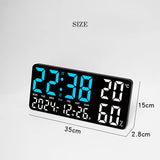 Black Background With Green and White Light Sleek Large LED Digital Wall & Desk Clock - Remote V888-ELOSUNG27420