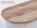 3 Piece Set Coffee Table & Ottoman Wood Side End Table Industrial - CREAM GREY V274-FT-ST03-CR