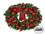 Christabelle Stunning 71cm Christmas Wreath Lush Red Baubles Berries Pine Cones and Bow Front D 112_GUE509
