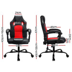 Artiss 2 Point Massage Gaming Office Chair PU Leather Red MOC-R16-2P-BK-RD