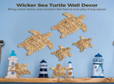 6PCS Wicker Sea Turtle Wall Decor, Rattan Coastal Wall Art for Beach-Themed Rooms, Nautical Ocean V1369-AZ3-W-08753