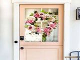 Artificial Peony Wreath Rattan Silk Cloth Simulation Decorative Front Door Wreath for Indoor Outdoor V1294-YM0523-220225XU01-3