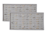 Large Velvet Jewelry Tray Display Drawer Inserts 2 Pack Stackable Jewelry Organizer for Earring V1107-107-83531-BEG-RING81SLOTS