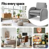 Artiss Armchair Accent Chair Lounge Tub Sofa Couch Curved Arm Seat Boucle Grey UPHO-E-ARM-02-TED-GY