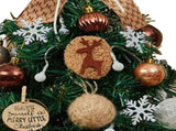 Mini Xmas Tree with Deer Horn Adjustable Light Strings Tabletop Small Destop Decor 50cm Khaki V1294-YM0901-3115240085811