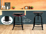 Artiss 3x Bar Stool Backless Swivel Counter Barstools 70-90cm Seat Height Adjustable Industrial BA-TW-V17-T14134-BKX3