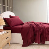 Royal Comfort Vintage Washed 100 % Cotton Sheet Set Single - Mulled Wine ABM-10002571