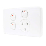 C2000 Series Classic 250V 10A Horizontal Single Switch Socket Outlet, White Electric V1202-V1-CLIC2015XXWE