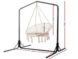 Gardeon Outdoor Hammock Chair with Stand Cotton Swing Relax Hanging 124CM Cream HM-CHAIR-SWING-CREAM-U