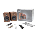 Kanto YU6 200W Powered Bookshelf Speakers with Bluetooth and Phono Preamp - Pair, Walnut with S6 V398-KO-YU6WALNUT-S6