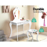 Keezi Kids Dressing Table Stool Set Vanity Mirror Princess Children Makeup White FURNI-G-054-KDT-WH