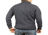 100% SHETLAND RAGG WOOL Half Zip Up Knit JUMPER Pullover Mens Sweater Knitted - Denim Blue V563-SW-HZ-DNMBLU45-S