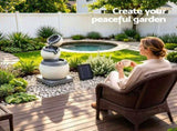 Gardeon Solar Fountain 3 Levels Cascading Bowl Water Feature 52cm Grey FOUNT-CARVED-BOWL-3LVL