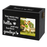 PLockable Wooden Pet Urn with Photo Frame for Dog Cat Ashes White Handcrafted Wood Cremation V1107-136-05155-WHT-1PACK