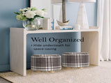 2X Fabric Ottoman Round Wooden Leg Foot Stool - LATTICE V274-FT-GQST01-GYBK2