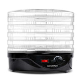 Devanti 5 Trays Food Dehydrator Fruit Dehydrators Pet Beef Jerky Dryer Black FD-B-1142-5T-BK
