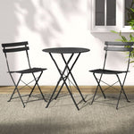 Gardeon 3PC Outdoor Bistro Set Steel Table and Chairs Patio Furniture Black ODF-METAL-3PCS-BK