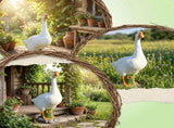Large Goose Statue, Realistic Hand-Painted Goose Sculpture, All-Weather Resin Outdoor Decor for V1366-AZ2-W-14184