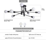 Modern Semi Flush Chandelier, 8 Light, Black V178-37587