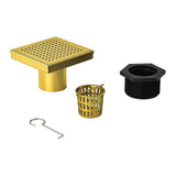 15x15cm Square Shower Drain with Grid Pattern Grate Brushed Gold 304SS, CUPC Certified with Hair V63-955611