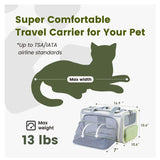 Gray Green Lightweight Foldable Pet Carrier with Straps V888-ELOSUNG34038
