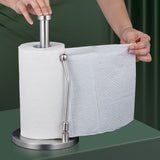 Paper Towel Holder, Paper Towel Dispenser Standing Weighted Base Non Slip, Spring Arm for Easy Tear, V1192-AZ-W-15750
