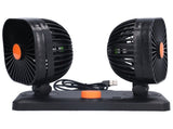 Car Air Cooling Fan Dual Head USB Universal Cooling Device 360 Degree Adjustable Square Low Noise V1294-YM0714-3113210204611