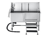 Stainless Steel Dog Washing Station, 127 cm Pet Grooming Tub w/ Stairs, PE Water Filter Board, V952-BXGCWYG50CSLNZPKYV0