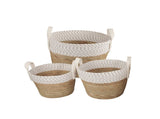 3 Piece Cotton Rope Stripe Carry Handles Storage Baskets Set V915-MB0052