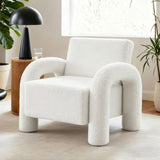 Artiss Armchair Accent Chair Lounge Sofa Couch Curved Seat Boucle White UPHO-E-ARM-03-TED-WH