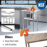 VEVOR 650x457mm Stainless Steel Work Prep Table Commercial Food Prep Table V952-J24X18X36INCHUFT3V0