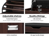 Artiss Shoe Rack Cabinet Bench 3-tier 15 Pairs Walnut CABINET-8836-WAL