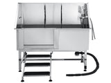 Stainless Steel Dog Washing Station, 127 cm Pet Grooming Tub w/ Stairs, PE Water Filter Board, V952-BXGCWYG50CSLNZPKYV0