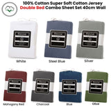 Revive Olive 100% Cotton Jersey Super Soft Fitted Sheet Combo Set Double 38cm Wall V442-ATX-FITTEDSS-COTTONJERSEY-OLIVE-DS