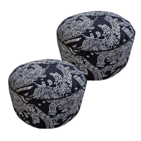 SOGA 2X 50x30CM Black Round Soft Pouffe Seat Cushion Elegant Home Accent Dcor Stylish Footstool POUFFE641X2