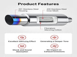 Exhaust Muffler, Stainless Steel Exhaust Tip, Universal 14.6" Length V1258-DP02-WO-260