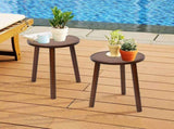 2Pcs Small Side Table Round End Table Wood Plant Stand Super Thick 3-Legs Stool V767-ZJJ461-G1