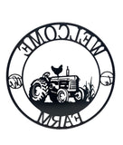 Laser Cut Tractor Welcome Wall Art 60cm V637-71647WEL