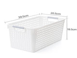 16x Premium Plastic Storage Baskets Bulk w/ Grip Handles 39.5*20.5*19.5cm V563-PS3920-1BOX