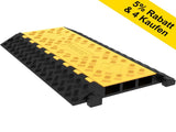 Rubber Cable Guard, 3-Channel, 2 x 2.3 in - Durable Cord Protection Ramp for Driveways, 6600 lbs V952-GXB900X580X75-3PCV0