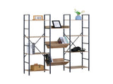 CARLA HOME 12 - Shelf Bookcase - Wood Metal Display Shelf - Brown - Rustic - Steel V178-36439